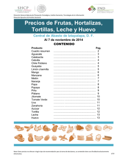 Precios de Frutas, Hortalizas, Tortillas, Leche y - Financiera Rural