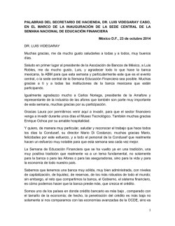PALABRAS DEL SECRETARIO DE HACIENDA, DR. LUIS