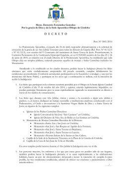 Decreto episcopal año jubilar Teresiano - Diócesis de Córdoba