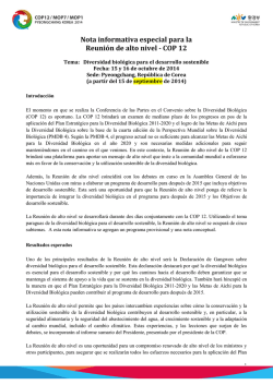 Nota informativa especial para la Reunión de alto nivel - COP 12