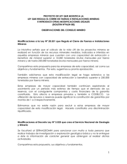 PROYECTO DE LEY QUE MODIFICA LA LEY - Consejo Minero