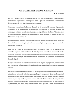 &ldquo;LA ESCUELA DEBE ENSE&Ntilde;AR A PENSAR&rdquo; - Marxismo Cr&iacute;tico