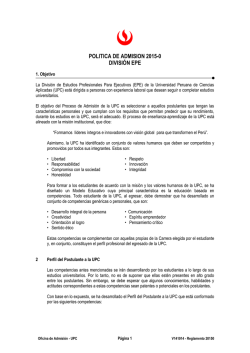 POLITICA DE ADMISION 2015-0 DIVISIÓN EPE - Universidad