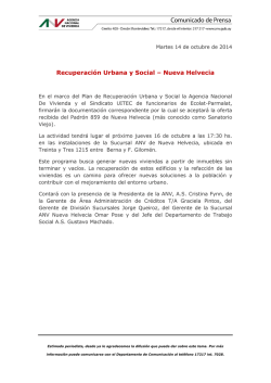 Nueva Helvecia - Agencia Nacional de Vivienda