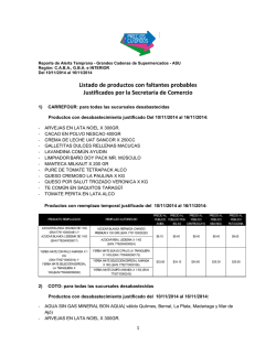 Lista Productos con Faltante Justificado - Precios Cuidados