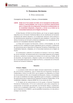 Orden de 27 de octubre de 2014 - Boletín Oficial de la Región de