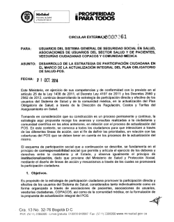 Circular Externa 0061 de 2014 - Ministerio de Salud y Protección