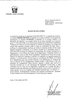 1) declarar IMPROCEDENTE - Tribunal Constitucional del Perú