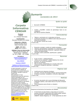 Boletín Carpeta Informativa del CENEAM - Noviembre 2014