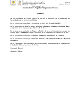 Secci&oacute;n Bolet&iacute;n Registral / &Oacute;rgano de Difusi&oacute;n - Avisos de Testamento