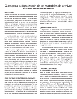 Gu&iacute;as para la digitalizaci&oacute;n de los materiales de archivos