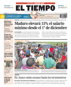 Maduro elevará 15% el salario mínimo desde el 1° de - El Tiempo