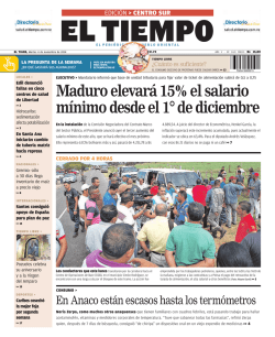 Maduro elevar&aacute; 15% el salario m&iacute;nimo desde el 1&deg; de - El Tiempo