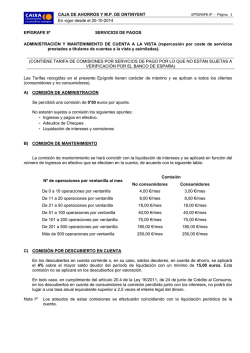 CAJA DE AHORROS Y M.P. DE ONTINYENT En vigor desde el 20