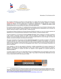 Informaci&oacute;n de Precios al Consumidor correspondiente a la primera