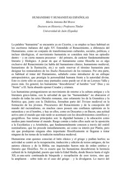 HUMANISMO Y HUMANISTAS ESPA&Ntilde;OLAS Mar&iacute;a Antonia Bel