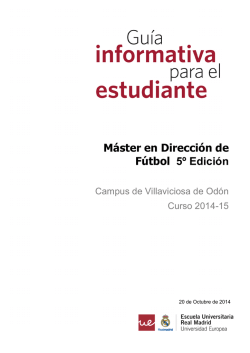 Guía Docente del Master en Dirección de Fútbol. - Universidad