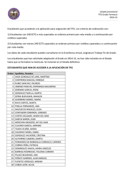 Listado de Estudiantes que han de acceder a la aplicaci&oacute;n TFG