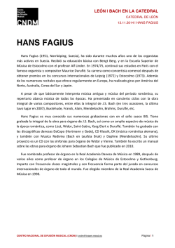 Biografía Hans Fagius - Centro Nacional de Difusión Musical