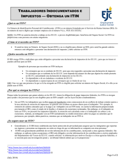 trabajadores indocumentados e impuestos &mdash; obtenga un itin