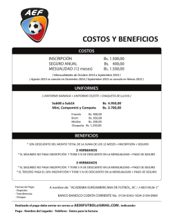COSTOS Y BENEFICIOS - Academia Euroamericana de Fútbol