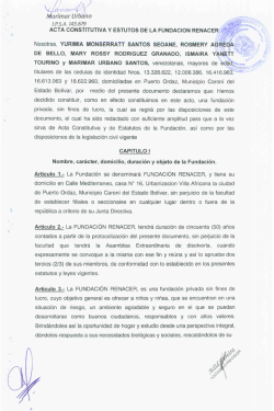 acta constitutiva y estutos de la fundaci&oacute;n renacer - Casa Hogar