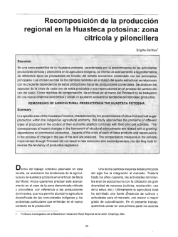 Recomposici&oacute;n de la producci&oacute;n regional en la Huasteca potosina
