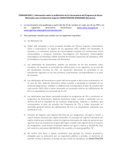 Informaci&oacute;n sobre la publicaci&oacute;n de la Convocatoria del - uncos