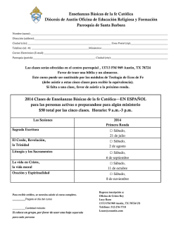 Inscripción para clases de Enseñanzas Básicas - Diocese of Austin