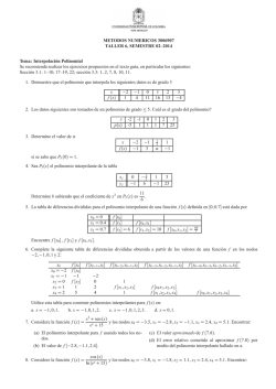 METODOS NUMERICOS 3006907 TALLER 6, SEMESTRE 02