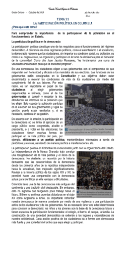 TEMA 31 LA PARTICIPACIÓN POLÍTICA EN COLOMBIA - Ciencias