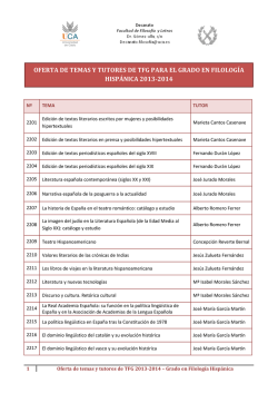 OFERTA DE TEMAS Y TUTORES DE TFG PARA EL GRADO EN