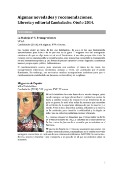 Novedades y recomendaciones otoño 2014 - El local cambalache