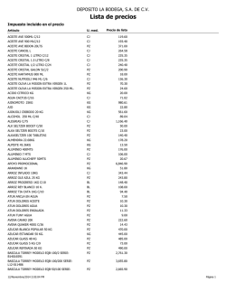 Lista de precios - Deposito La Bodega, S.A. De C.V.