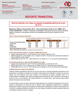 Tercer Informe Trimestral 2014 - Arca Continental