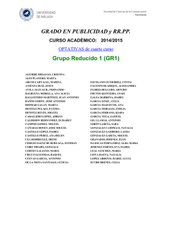 GRADO EN PUBLICIDAD y RR.PP. CURSO ACAD&Eacute;MICO: 2014/2015