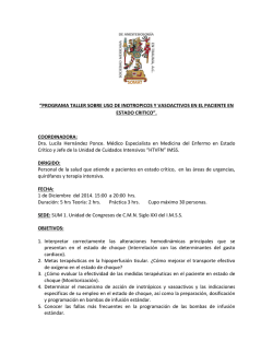 &ldquo;PROGRAMA TALLER SOBRE USO DE INOTROPICOS Y