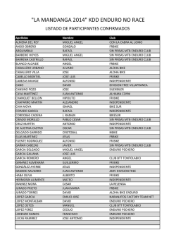 Lista Participantes Confirmados hasta el 8/10/2014 - Cubiertas MTB