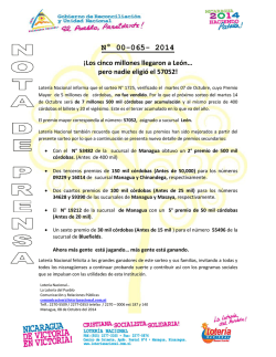 Sorteo N&deg; 1725-No vendido Le&oacute;n - Loteria Nacional de Nicaragua
