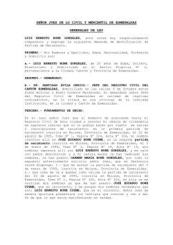 SE&Ntilde;OR JUEZ DE LO CIVIL Y MERCANTIL DE ESMERALDAS