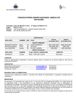 Copa del Mundo F.I.N.A 5&ordf; Etapa, Beijing (CHN), 24 y 25 de octubre