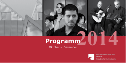 Aktuelles Veranstaltungsprogramm Oktober – Dezember 2014