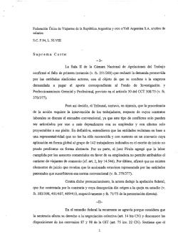 Federación Única de Viajantes de la República Argentina y otro c/Y