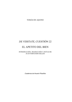 DE VERITATE, CUESTIÓN 22 EL APETITO DEL BIEN - Dadun