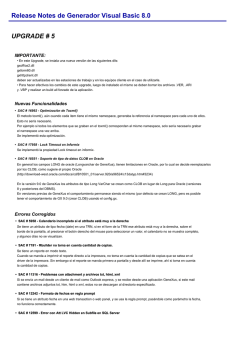 Release Notes de Generador Visual Basic 8.0 - GeneXus