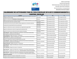 calendario de actividades para el ciclo escolar 2014-2015