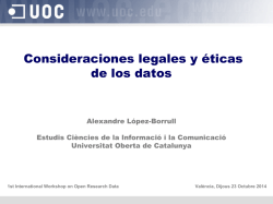 Consideraciones legales y éticas de los datos - Universitat Oberta