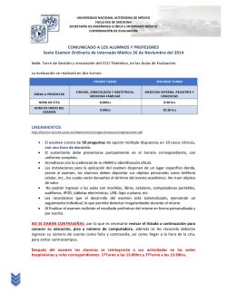 Distribución Examen Internado Médico Quinto Ordinario - UNAM