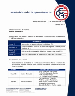 Aguascalientes, Ags., 23 de octubre de 2014. Circular No. 10 - ECA