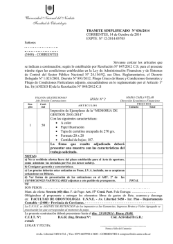 Convocatoria y Pliego Tr&aacute;mite Simplificado N&ordm; 034/2014